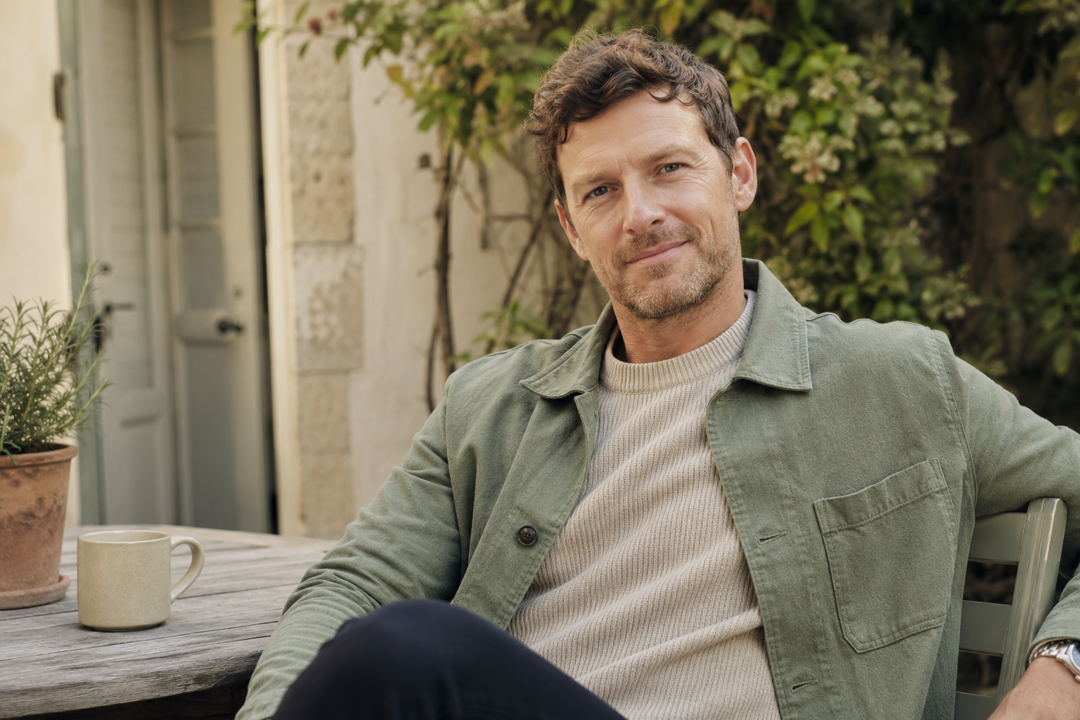 Relaxed, quietly confident man in natural light